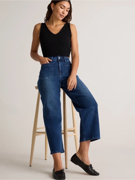 Quince Denim - Quince Bella Stretch Patch Pocket Wide Leg Jeans 27/28